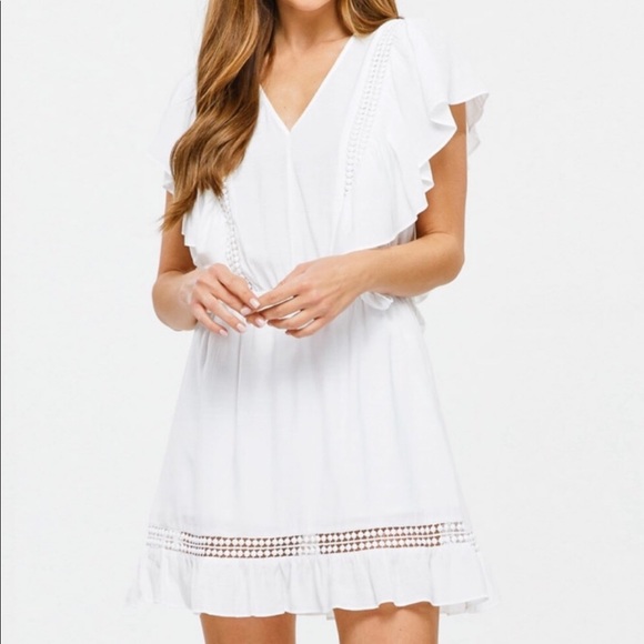 NWT Boho White Mini Dress - Picture 2 of 7